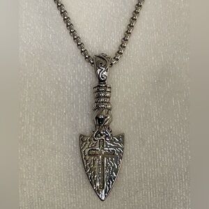 Stainless Steel Necklace with Vintage Cross Pendant